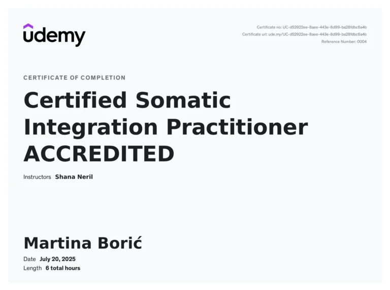 Martina Borić - Certified Somatic Integration Practitioner ACCREDITED